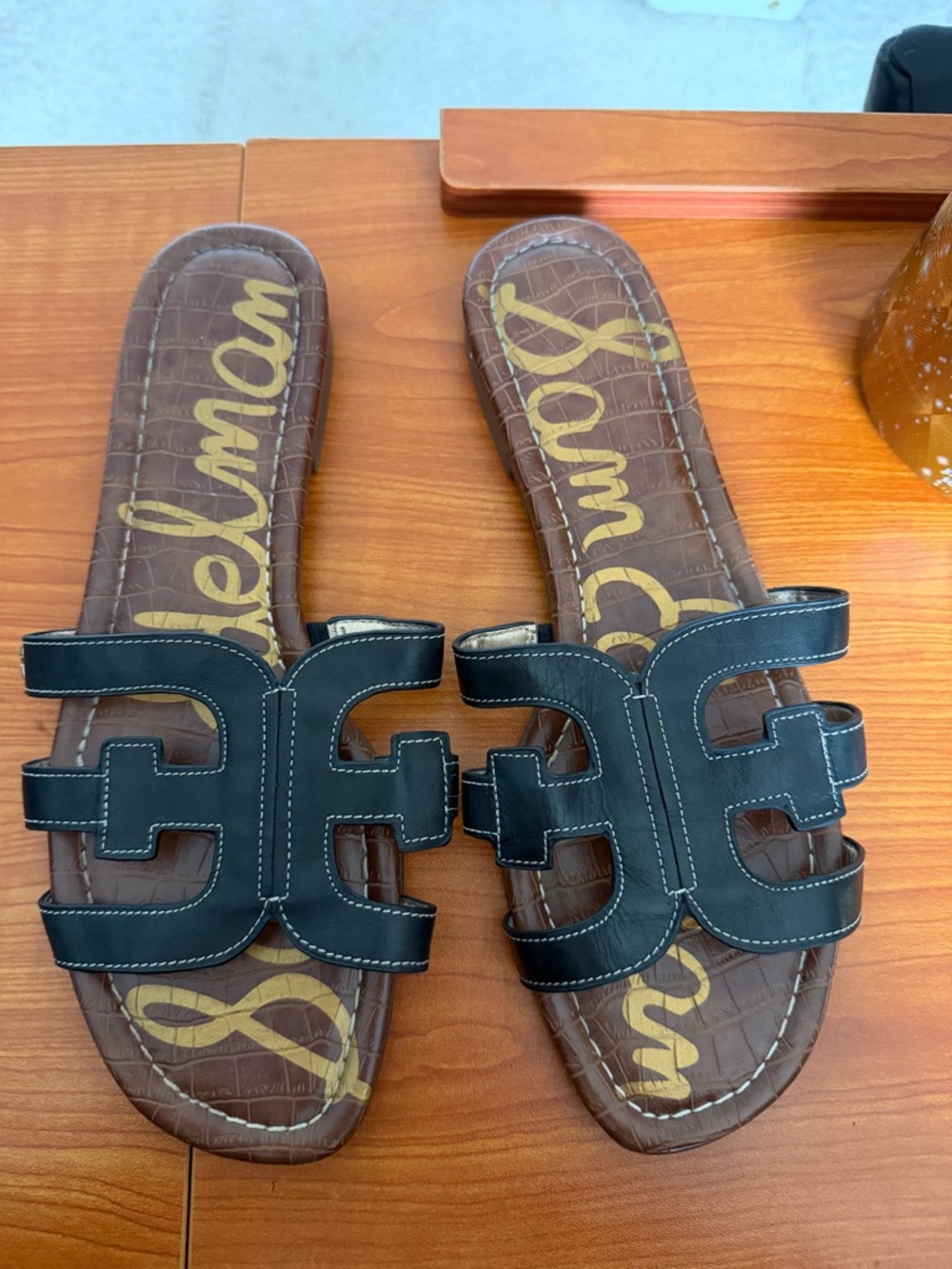 Sam Edelman Black Leather Slide Sandals